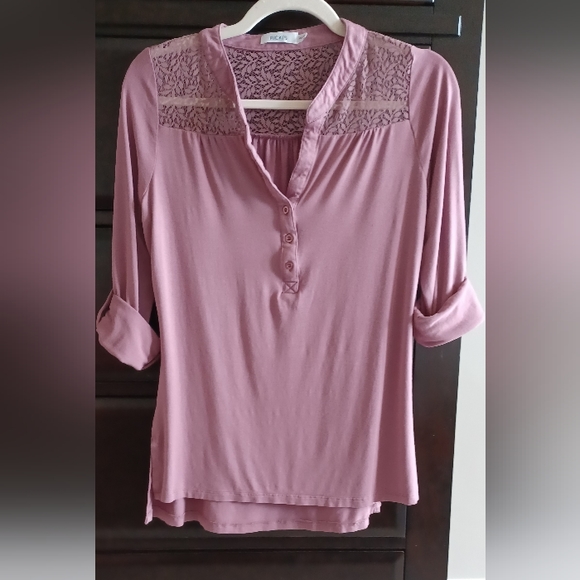 Ricki's dusty rose 3/4 roll-sleeve tunic top - Picture 5 of 5